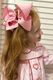 King Valentine Heart Embroidered Grosgrain Hair Bow with Moonstitch Edge
