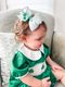 Medium Shamrock Embroidered Grosgrain Hair Bow with Moonstitch Edge