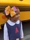 King Pencil Print Grosgrain 2-Loop Hair Bow