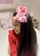 King Heart Print Grosgrain Hair Bow