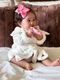 Medium Moonstitch Edge Grosgrain Hair Bow with Heart Embroidery	