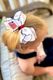 Medium Patriotic Embroidery on Moonstitch Edge Hair Bow