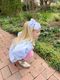 Medium Grosgrain Hair Bow with Moonstitch Edge and Blue Cowgirl Boot Embroidery