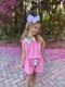 King Grosgrain Hair Bow with Moonstitch Edge and Pearl Pink Bow Embroidery