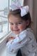 Medium Grosgrain Hair Bow with Light Pink Moonstitch Edge and Lil Sis Embroidery