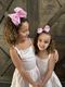King Pink Grosgrain Hair Bow with Hot Pink Moonstitch Edge and Big Sis Embroidery