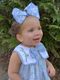King Moonstitch Hair Bow in Millennium Blue Bow and Flower Print