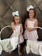 King Moonstitch Grosgrain Hair Bow with Easter-Inspired Embroidery