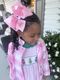King Moonstitch Pink Nutcracker Embroidery Hair Bow