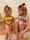 King Two-tone Grosgrain Hair Bow with Embroidered Collegiate Logo