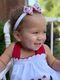 Mini Signature Collegiate Logo Print Grosgrain Hair Bow on Elastic Baby Band