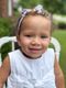 Mini Signature Collegiate Logo Print Grosgrain Hair Bow on Elastic Baby Band