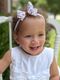 Mini Signature Collegiate Logo Print Grosgrain Hair Bow on Elastic Baby Band
