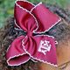 Medium Grosgrain Hair Bow with Moonstitch Edge and Embroidered Collegiate LogO