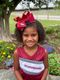 King Grosgrain Hair Bow with Moonstitch Edge and Embroidered Collegiate Logo