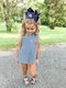 King Grosgrain Hair Bow with Moonstitch Edge and Embroidered Collegiate Logo