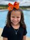 King Grosgrain Hair Bow with Moonstitch Edge and Embroidered Collegiate Logo