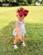 King Grosgrain Hair Bow with Moonstitch Edge and Embroidered Collegiate Logo