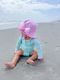 Reversible Chambray Bucket Hat with Straps in Pink