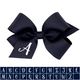 Medium Monogrammed Grosgrain Girls Hair Bow - Navy with White Initial