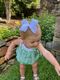 Medium Monogrammed Grosgrain Girls Hair Bow - White with Light Pink Initial